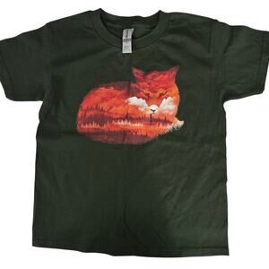 GILDAN Graphic Tee NEW Forest Green Orange Red Fox SS Size Youth XS
